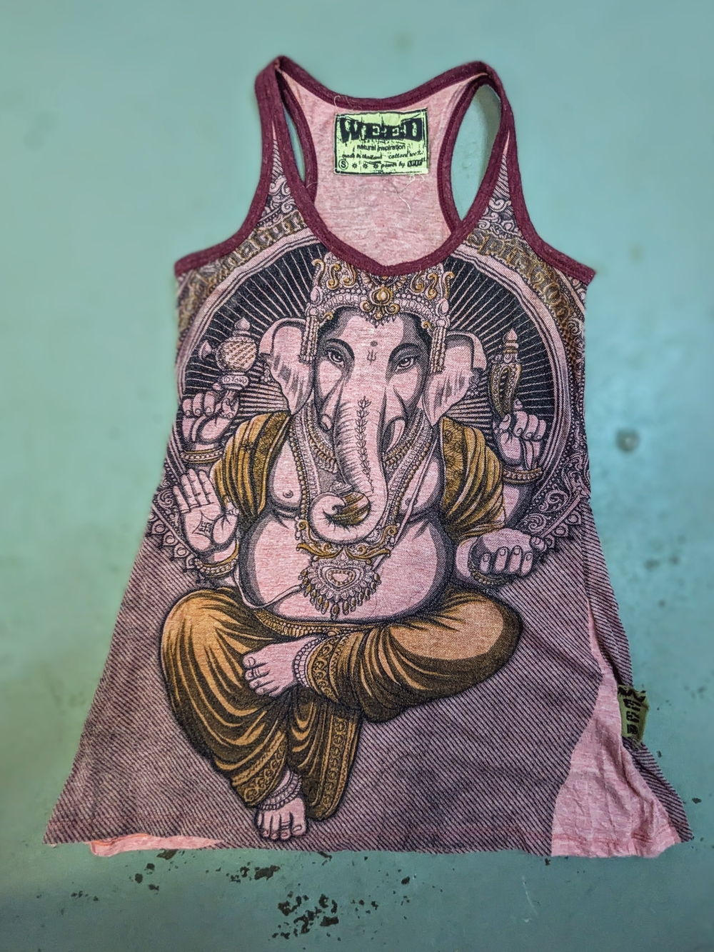 Wicked by SURE Ganesha Racerback Tank Top Pink Cotton Size S